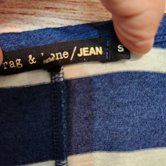 Rag & Bone Jean Blue White Striped Women's Tank Top Small Comfy 100% Cotton - Picture 5 of 12